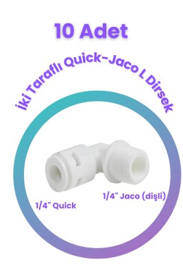 10 Adet Su Arıtma Filte Bağlantı Dirseği 1/4
