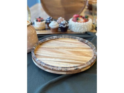 Akasya Yuvarlak Dönen Servis Sunum 30 cm - 4