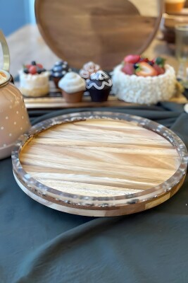 Akasya Yuvarlak Dönen Servis Sunum 30 cm - 5