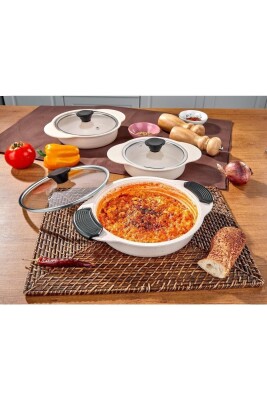 Granit Plus 3'lü Sahan Seti Tak/çıkar Silikon Saplı Krem - 4