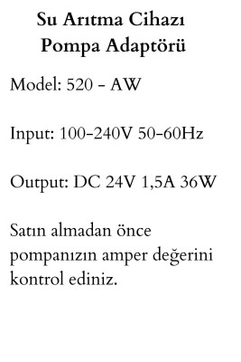 Kapalı Kasa Su Arıtma Cihazı Adaptörü 24v 1,5A - 3