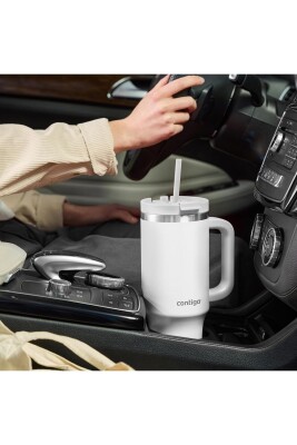 Kulplu Termos Bardak - Tumbler - Paslanmaz Çelik - Pipetli & Kapaklı – 29 Saat Soğuk - 6