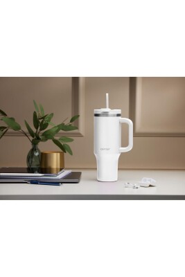 Kulplu Termos Bardak - Tumbler - Paslanmaz Çelik - Pipetli & Kapaklı – 29 Saat Soğuk - 8