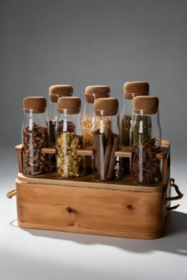 Ocean 7'li Mantar Kapaklı Cam Baharatlık Seti - MTM Home
